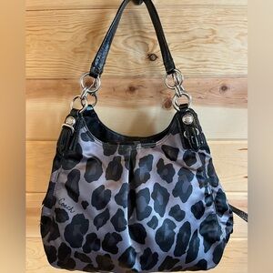 Coach Black and Gray Animal Print Hobo Bag